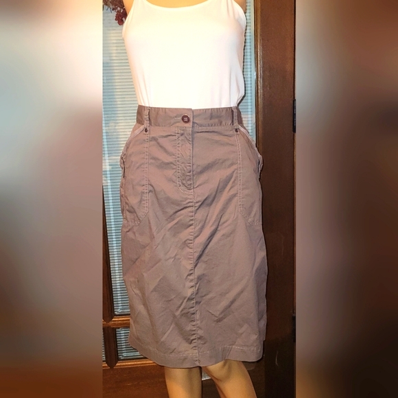 Collection L Petite Dark Khaki Knee Length Skirt from Creation L - Picture 1 of 5